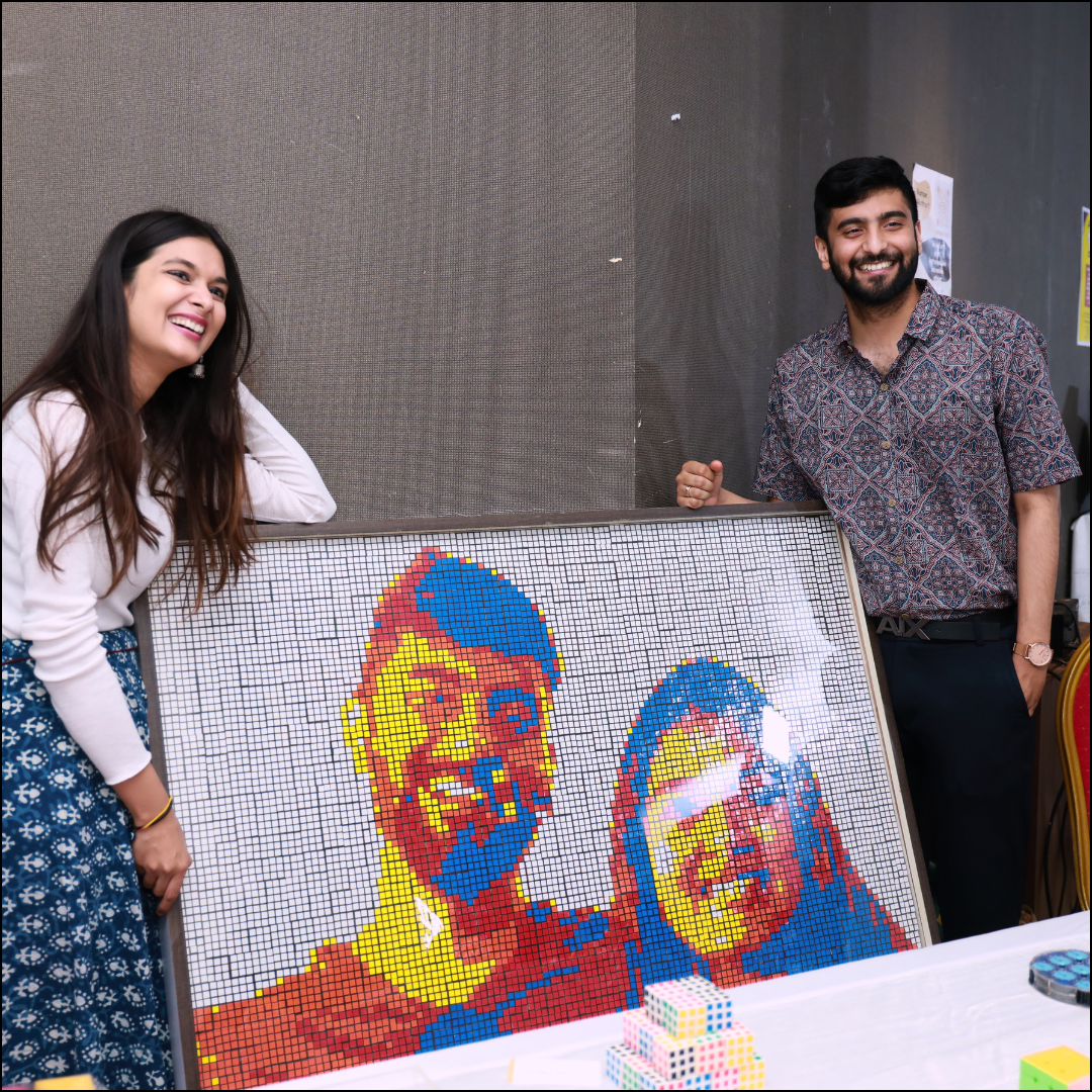 Customized and Creative couple portrait using Rubik's Cube