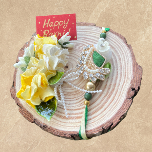 Rakhi on Wooden Log