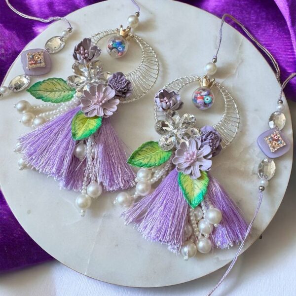 Purple Tassel Couple Rakhi