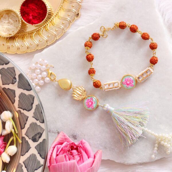 3D Charm Lotus Couple Rakhi