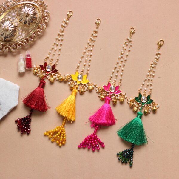 Handcrafted Kundan-Meena Rakhi Set