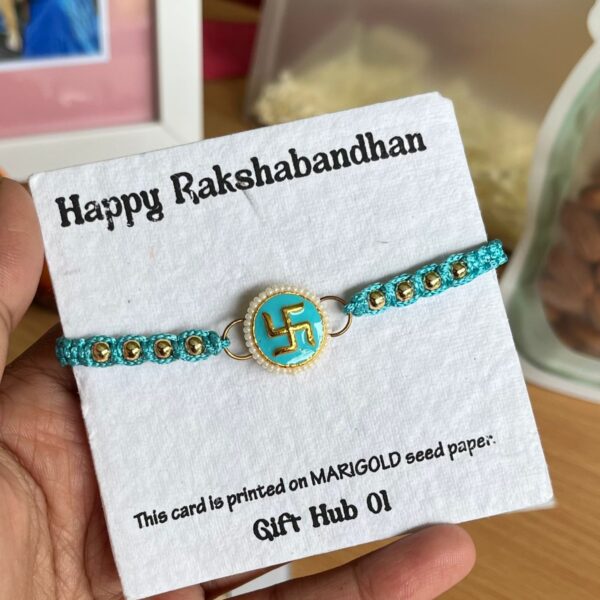 Blue Swastik Rakhi band