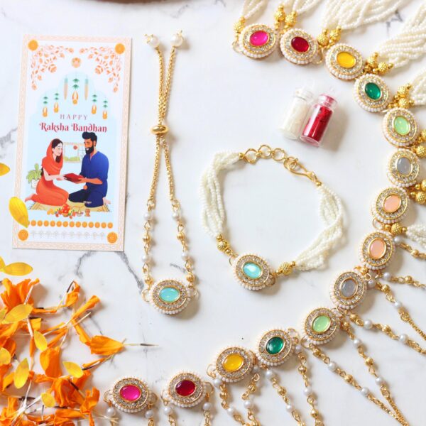 Handcrafted Kundan Rakhi Bracelet