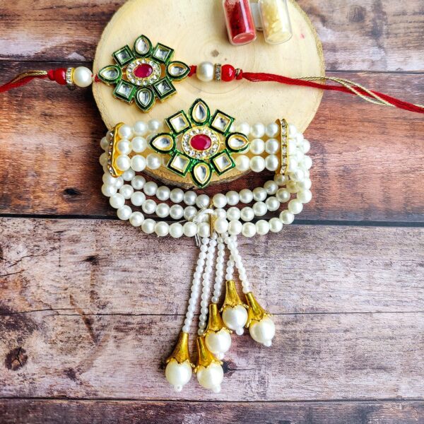 Kundan Rakhi-Bracelet Set